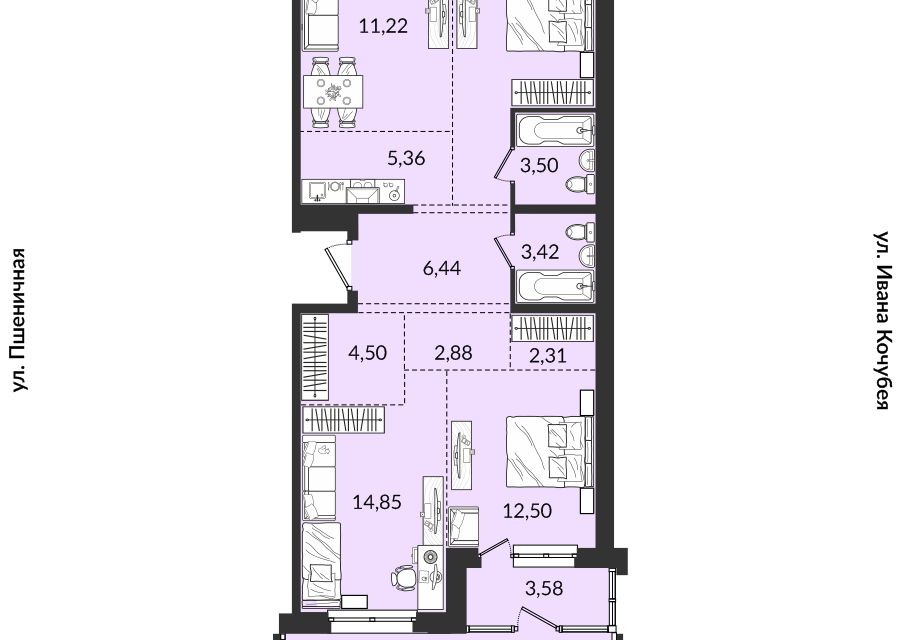 Продаётся 4-комнатная квартира, 113.69 м²