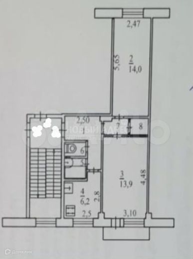 Продаётся 2-комнатная квартира, 45.2 м²