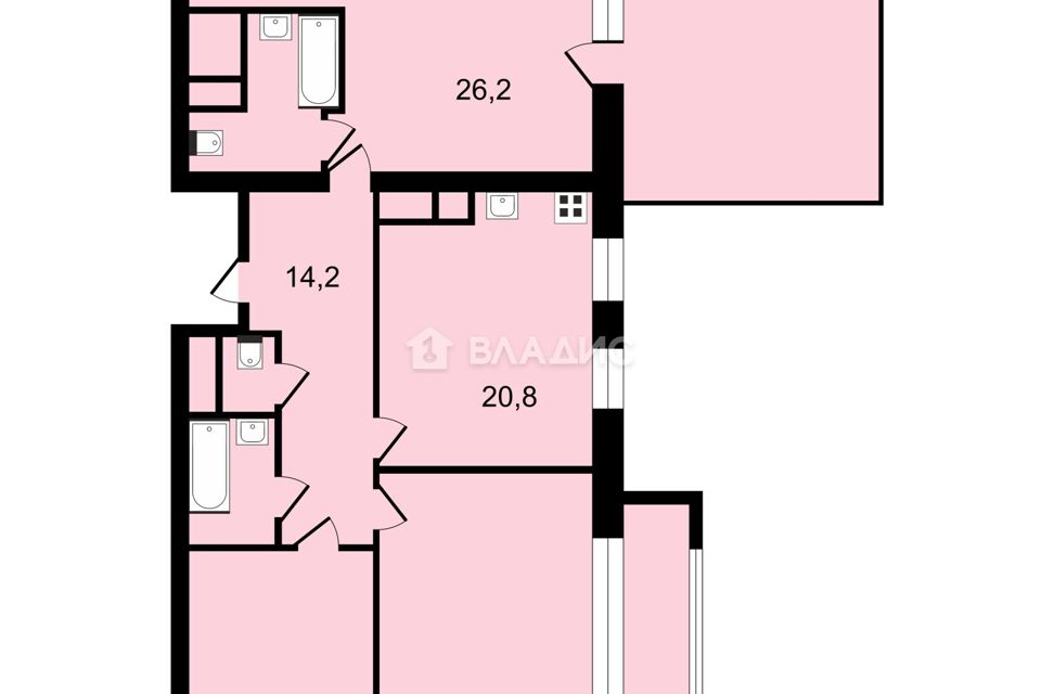 Продаётся 3-комнатная квартира, 128.5 м²