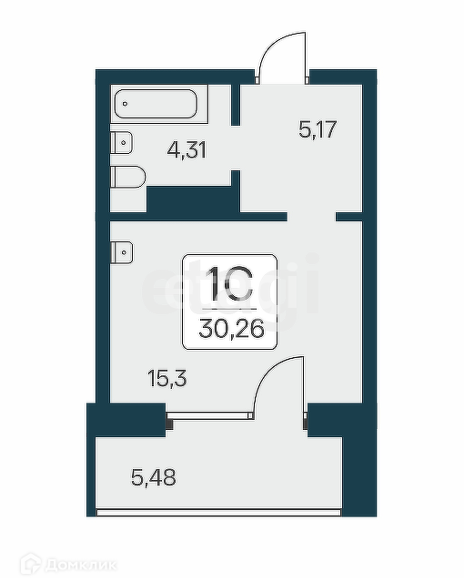 Продаётся студия, 30.26 м²