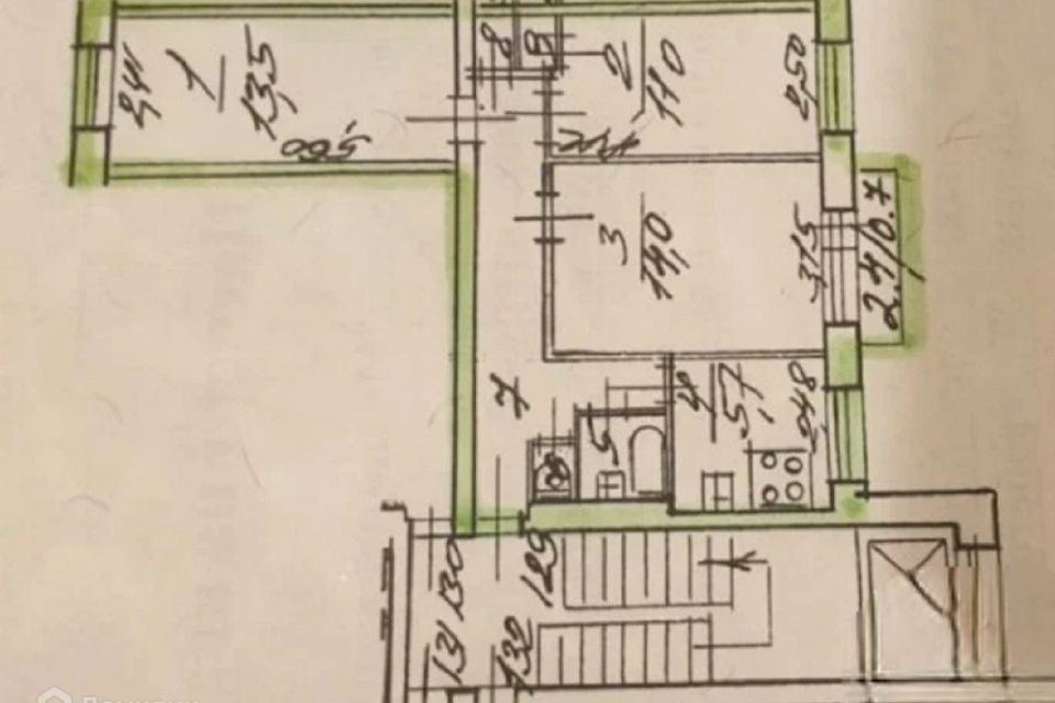 Продаётся 3-комнатная квартира, 58.3 м²