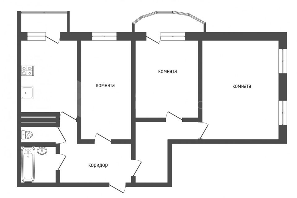 Продаётся 3-комнатная квартира, 69.2 м²
