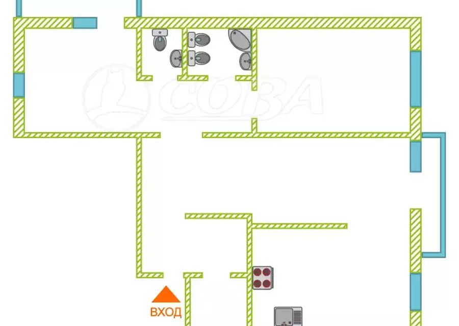 Сдаётся 3-комнатная квартира, 101.9 м²