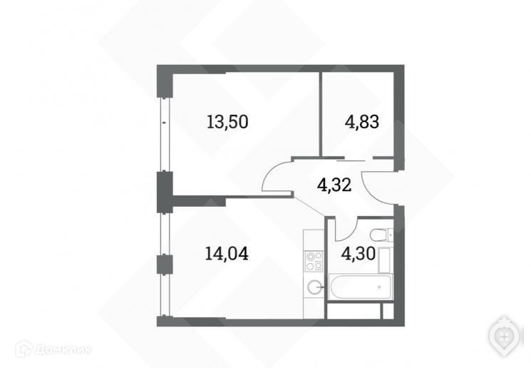 Продаётся 1-комнатная квартира, 46 м²