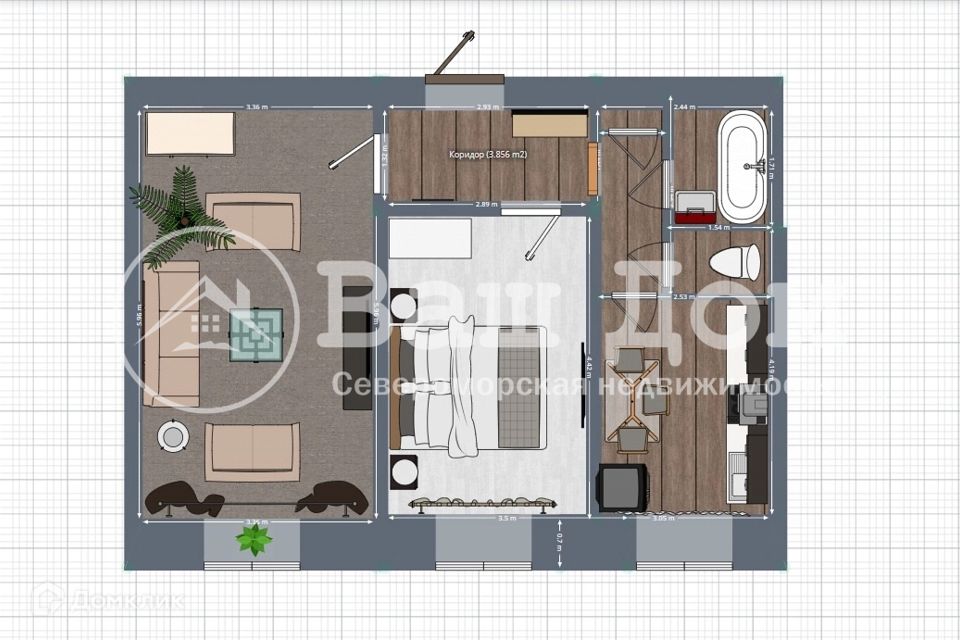 Продаётся 2-комнатная квартира, 56 м²