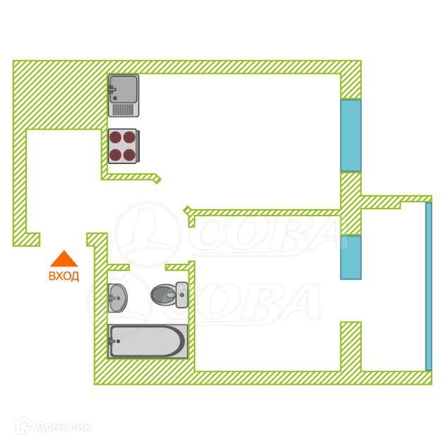 Продаётся 1-комнатная квартира, 33 м²