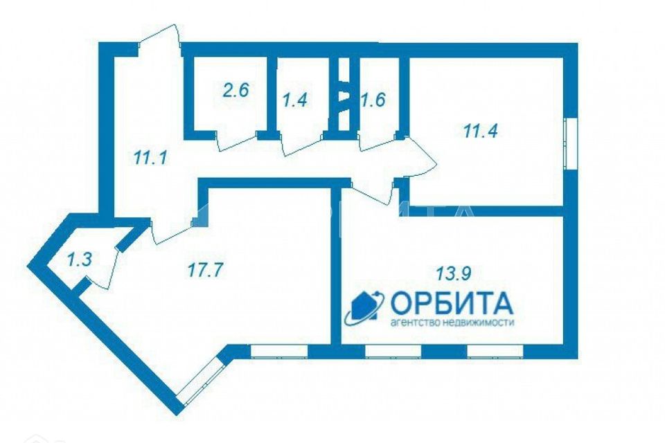 Продаётся 2-комнатная квартира, 61 м²
