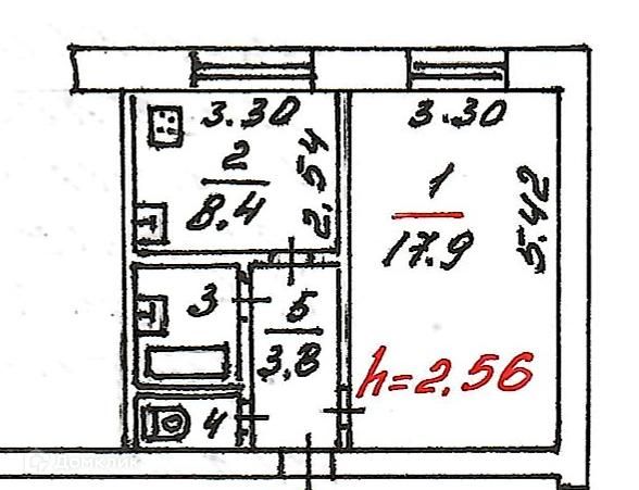 Продаётся 1-комнатная квартира, 34.8 м²