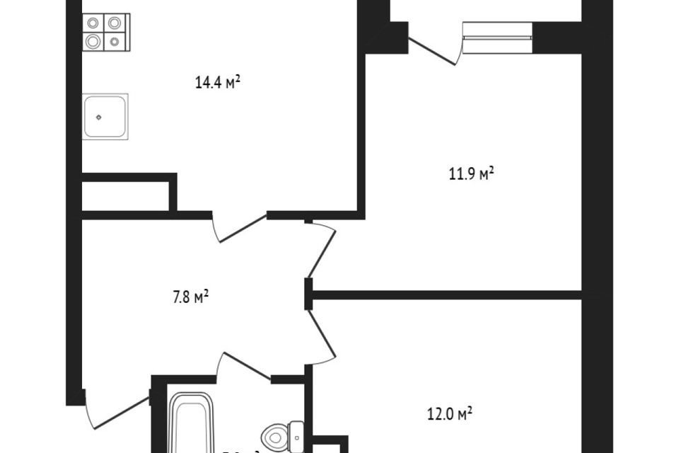 Продаётся 2-комнатная квартира, 51.8 м²