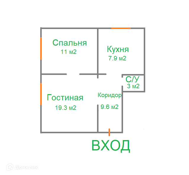 Продаётся 2-комнатная квартира, 50.8 м²