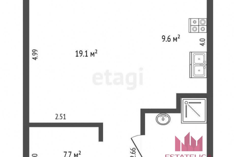 Продаётся студия, 44.1 м²