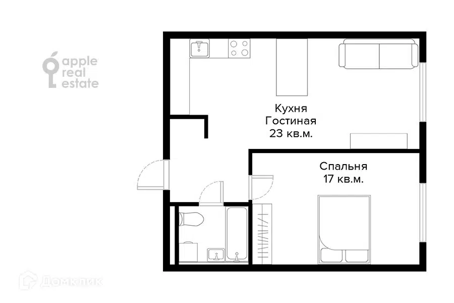 Продаётся 2-комнатная квартира, 49.6 м²