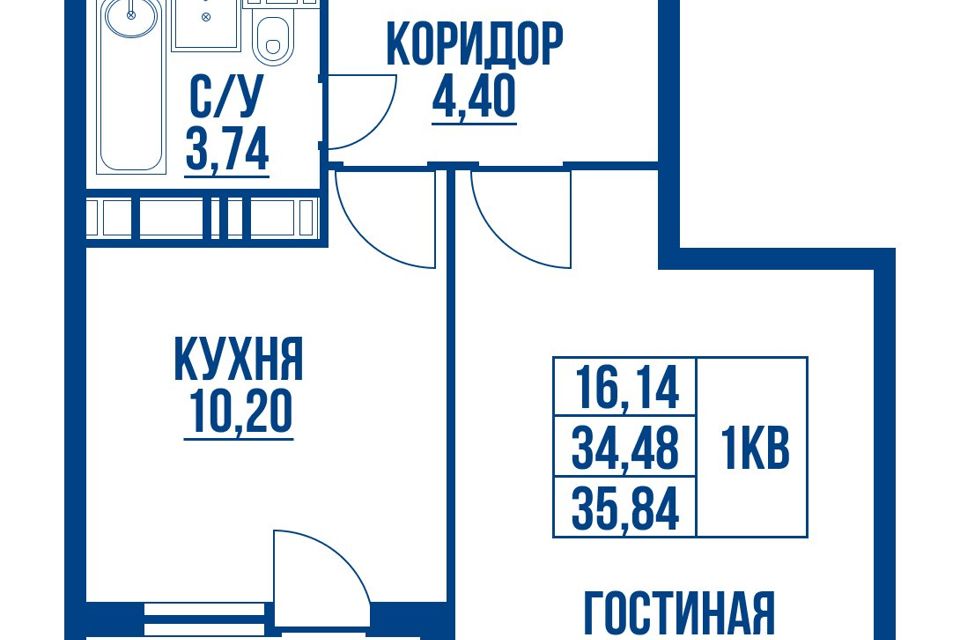 Продаётся 1-комнатная квартира, 36 м²