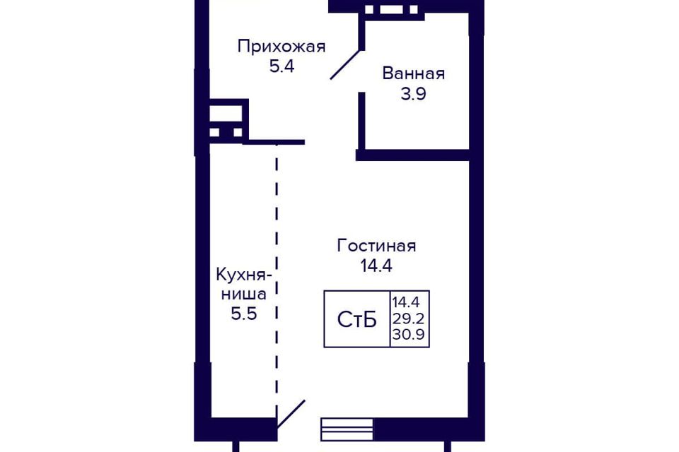 Продаётся студия, 29.2 м²