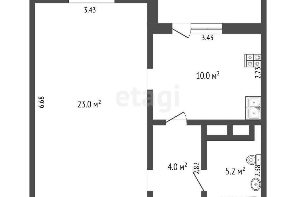 Продаётся 1-комнатная квартира, 41 м²