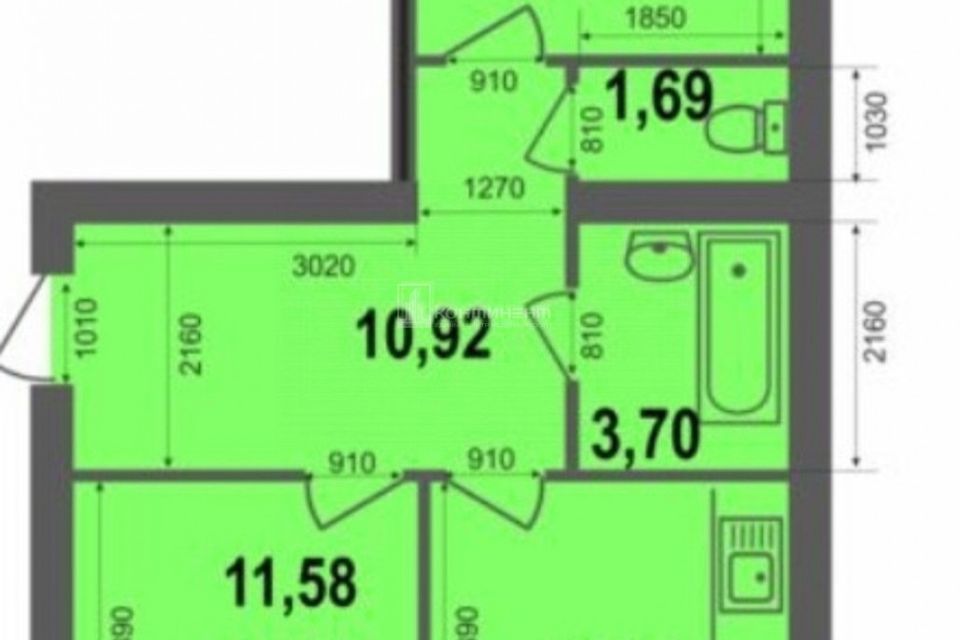 Продаётся 2-комнатная квартира, 54 м²