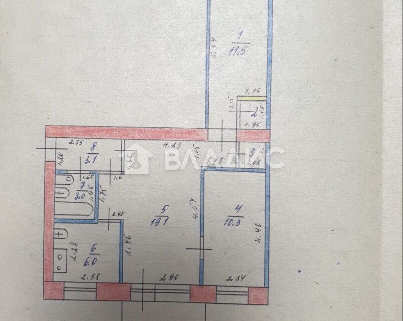 Продаётся 3-комнатная квартира, 55.1 м²