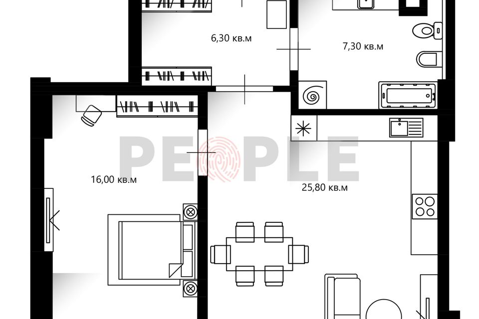 Продаётся 2-комнатная квартира, 53 м²