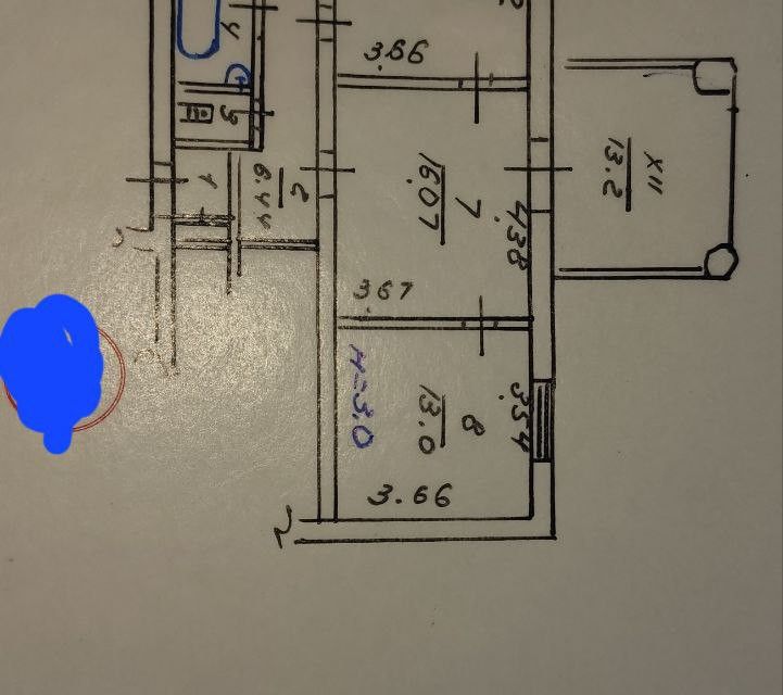 Продаётся 3-комнатная квартира, 68.7 м²