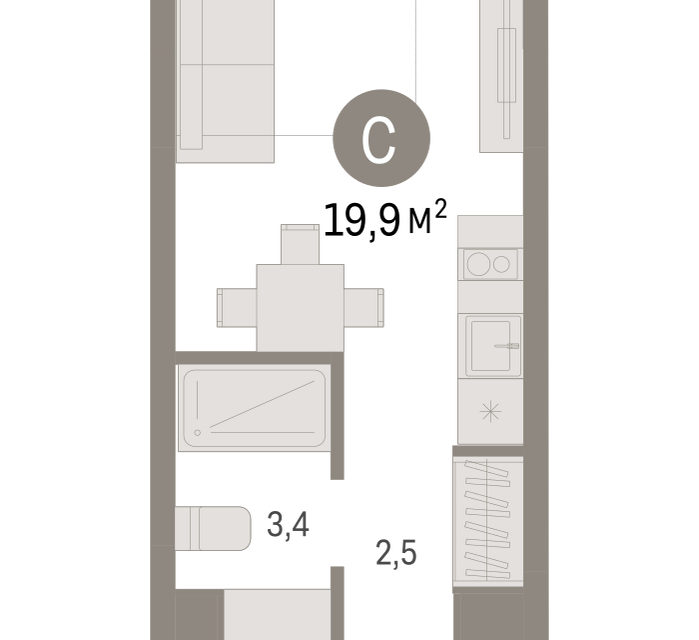 Продаётся студия, 19.93 м²