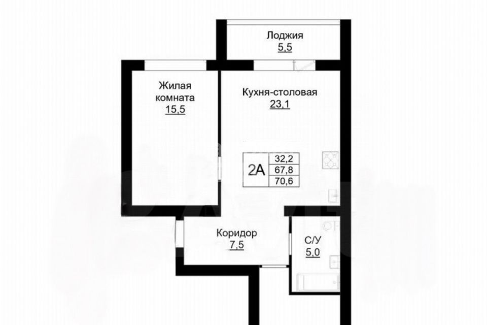 Продаётся 2-комнатная квартира, 70 м²