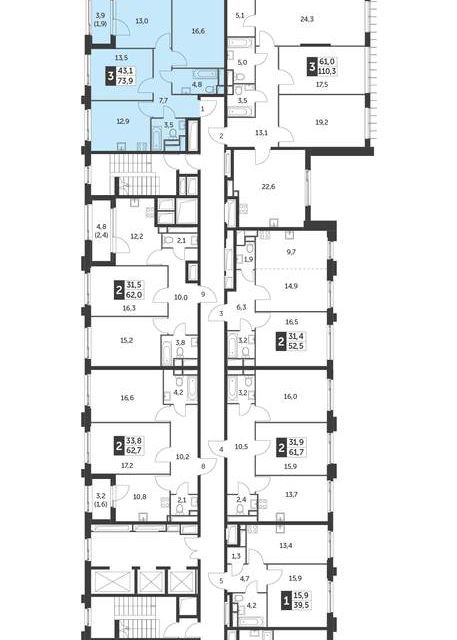 Продаётся 3-комнатная квартира, 74.7 м²