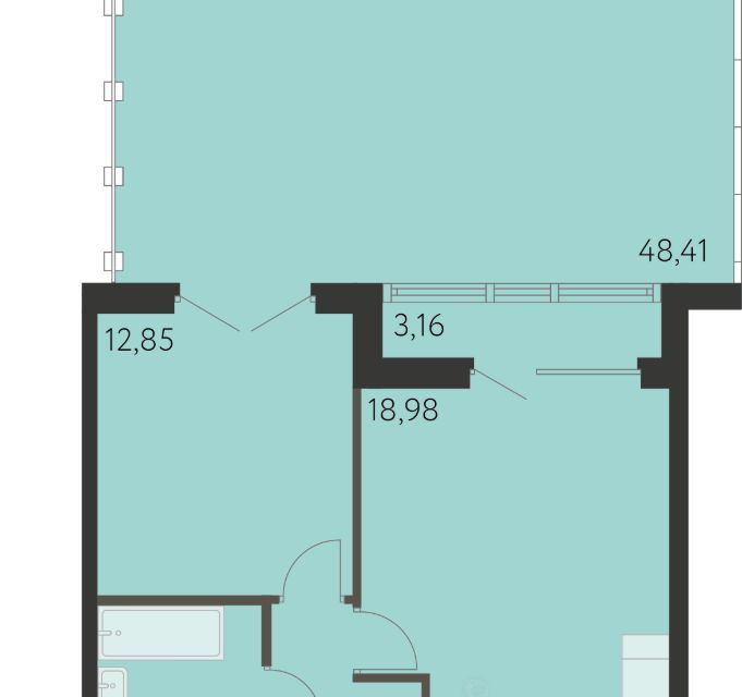 Продаётся 1-комнатная квартира, 57.1 м²