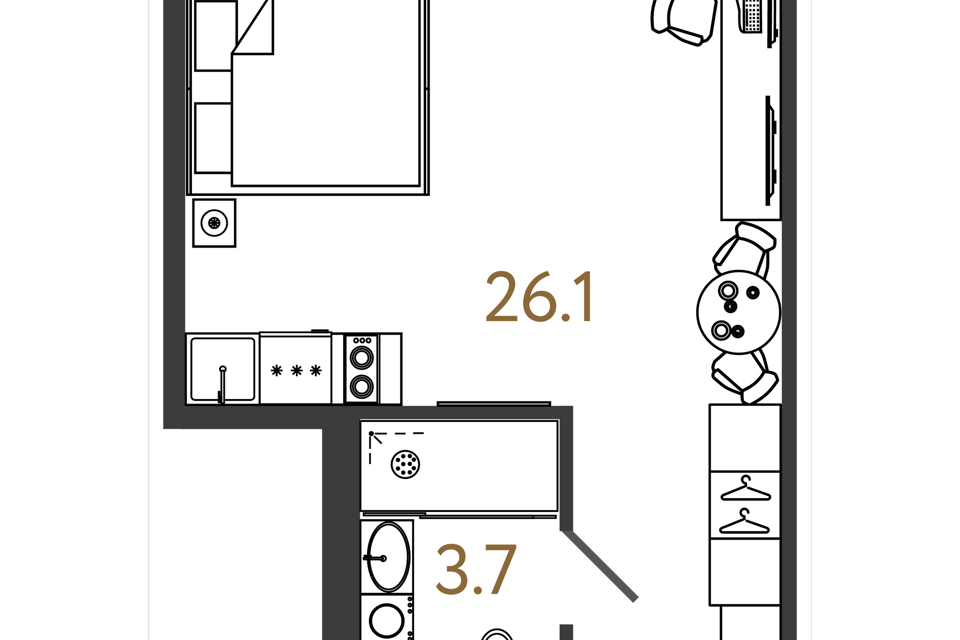 Продаётся студия, 29.8 м²