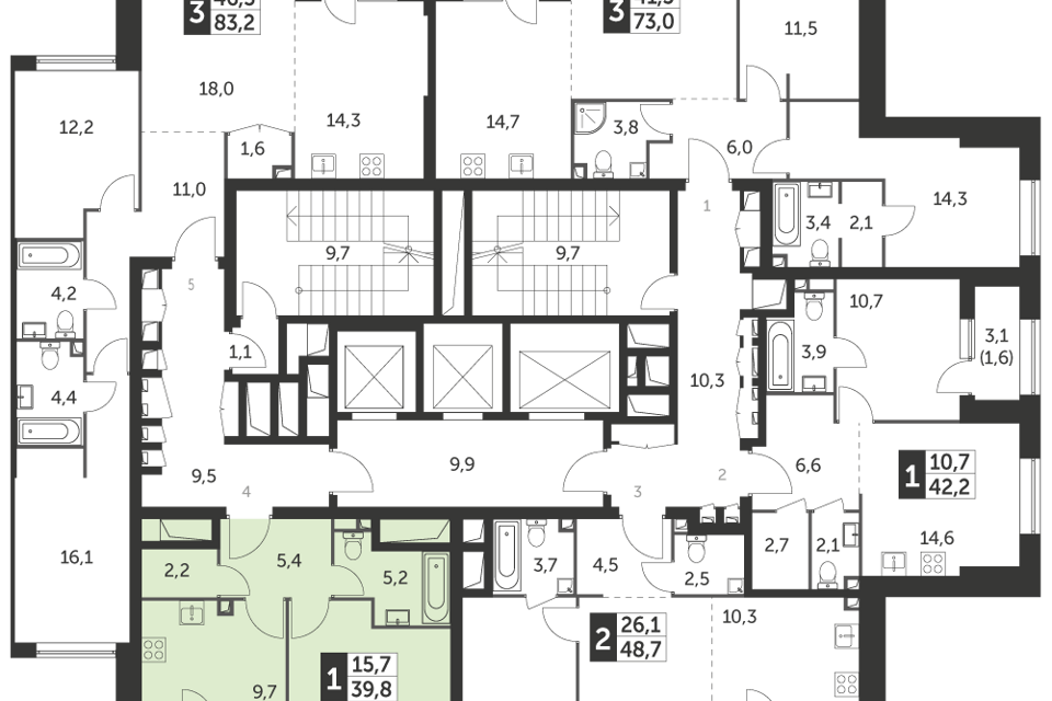 Продаётся 1-комнатная квартира, 41.4 м²