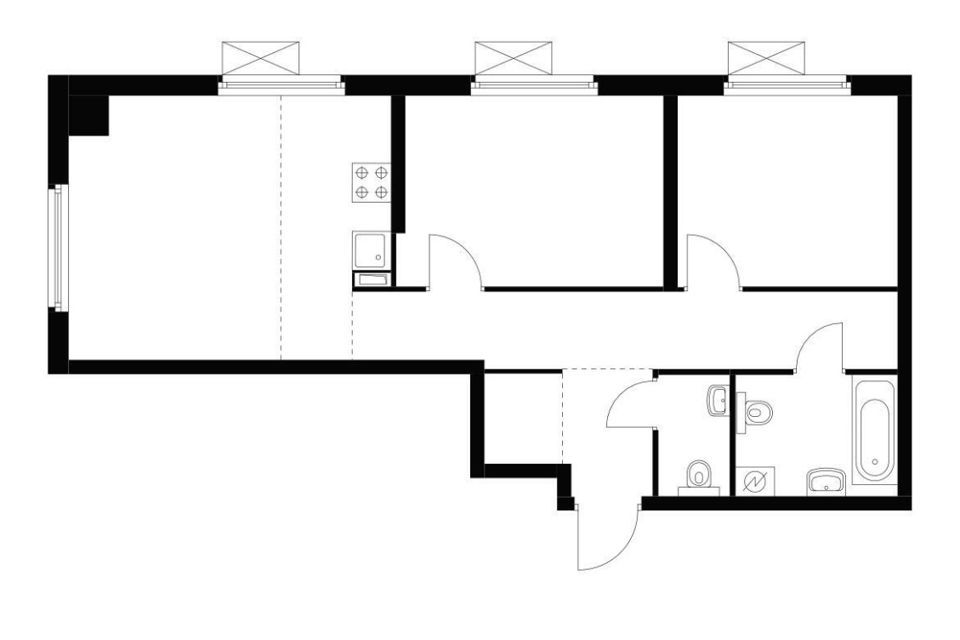 Продаётся 3-комнатная квартира, 61.7 м²