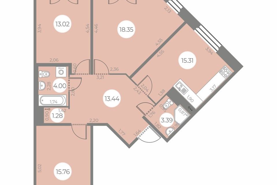Продаётся 3-комнатная квартира, 87.58 м²