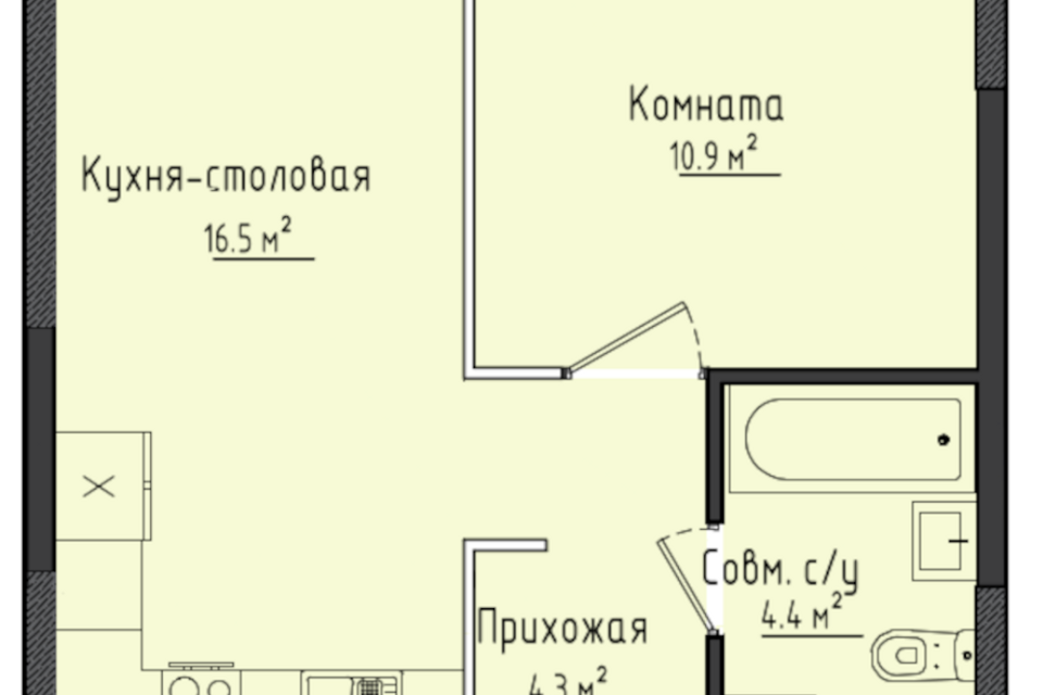 Продаётся 1-комнатная квартира, 36.1 м²