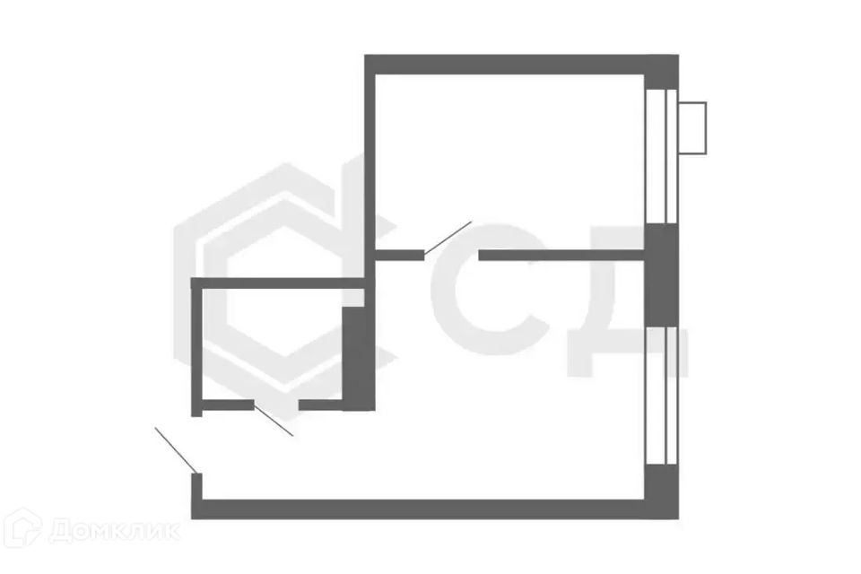 Продаётся 1-комнатная квартира, 38.42 м²