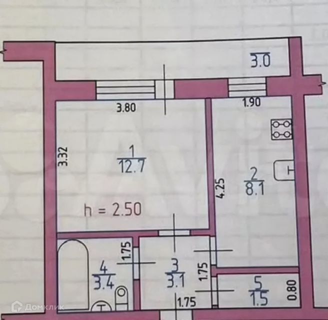 Продаётся 1-комнатная квартира, 29 м²