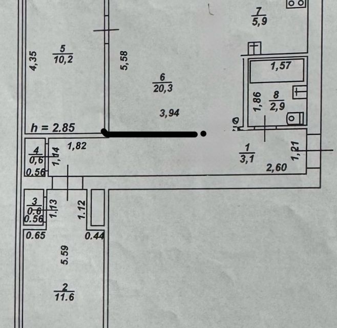 Продаётся 3-комнатная квартира, 55.2 м²