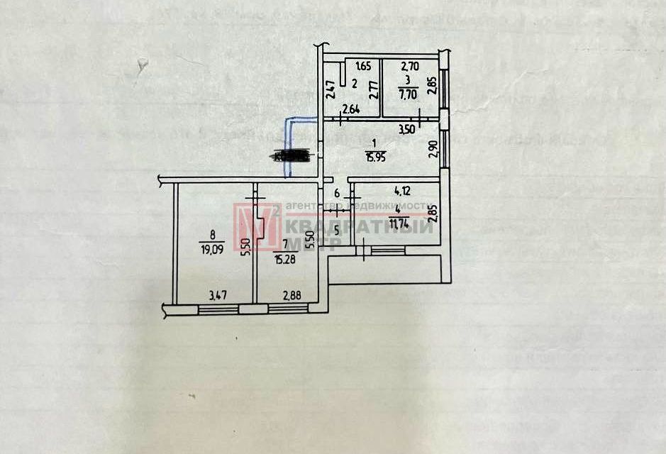 Продаётся 4-комнатная квартира, 73 м²