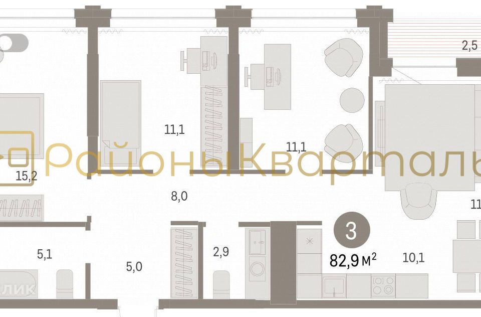 Продаётся 3-комнатная квартира, 83 м²