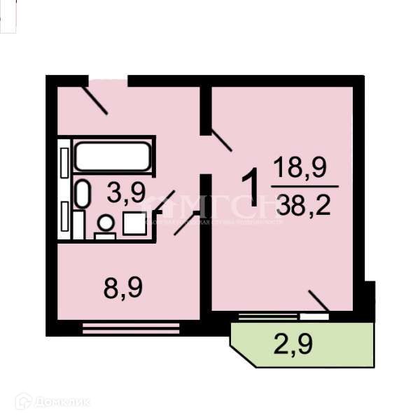 Продаётся 1-комнатная квартира, 38.2 м²