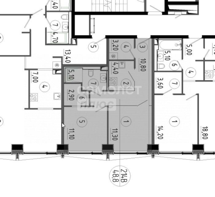 Продаётся 1-комнатная квартира, 48.8 м²