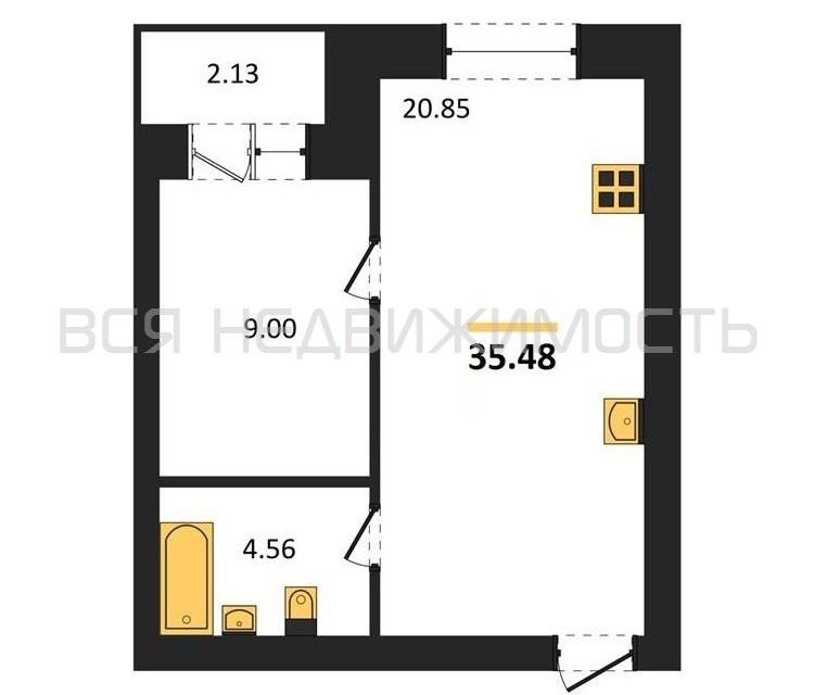 Продаётся 1-комнатная квартира, 34.4 м²