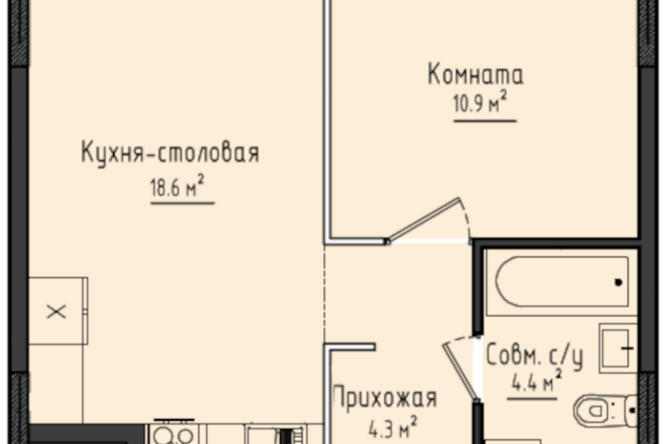 Продаётся 1-комнатная квартира, 38.2 м²