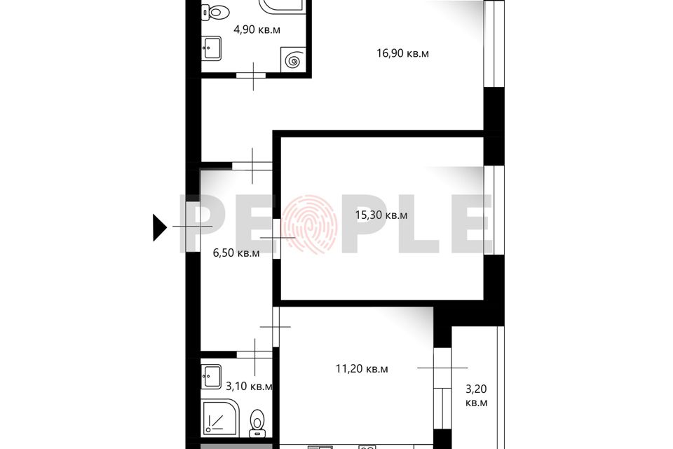 Продаётся 2-комнатная квартира, 59.5 м²