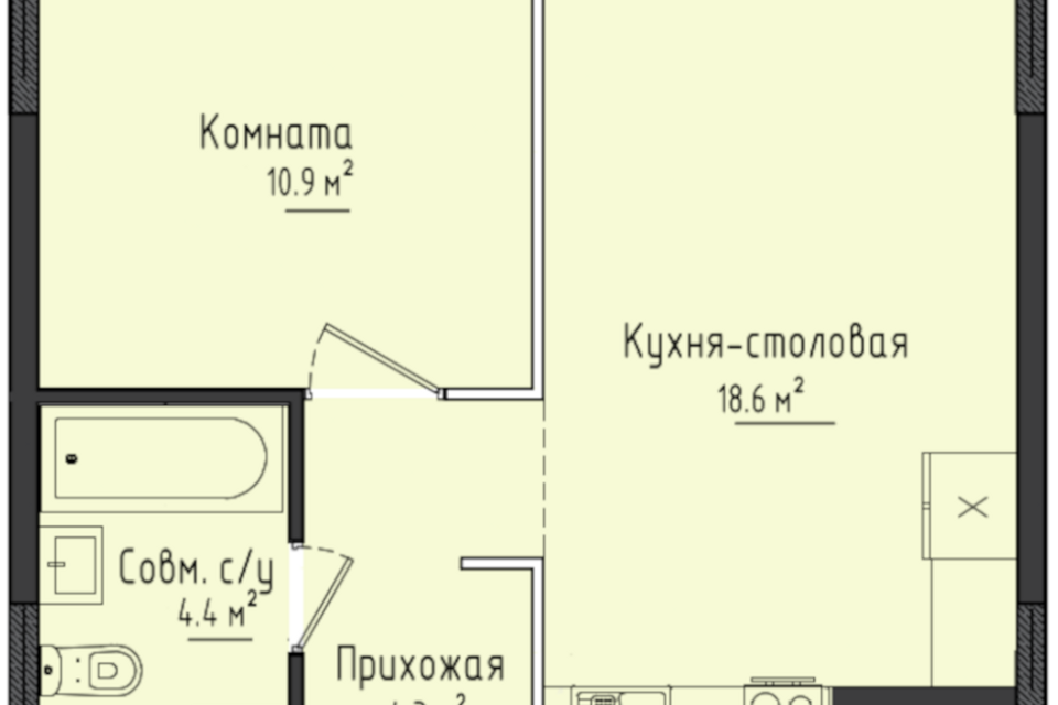 Продаётся 1-комнатная квартира, 38.2 м²