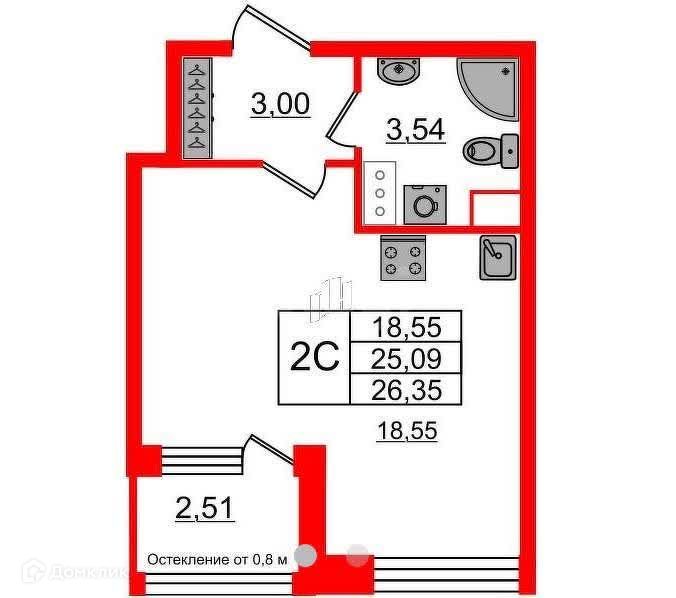 Продаётся студия, 24.7 м²