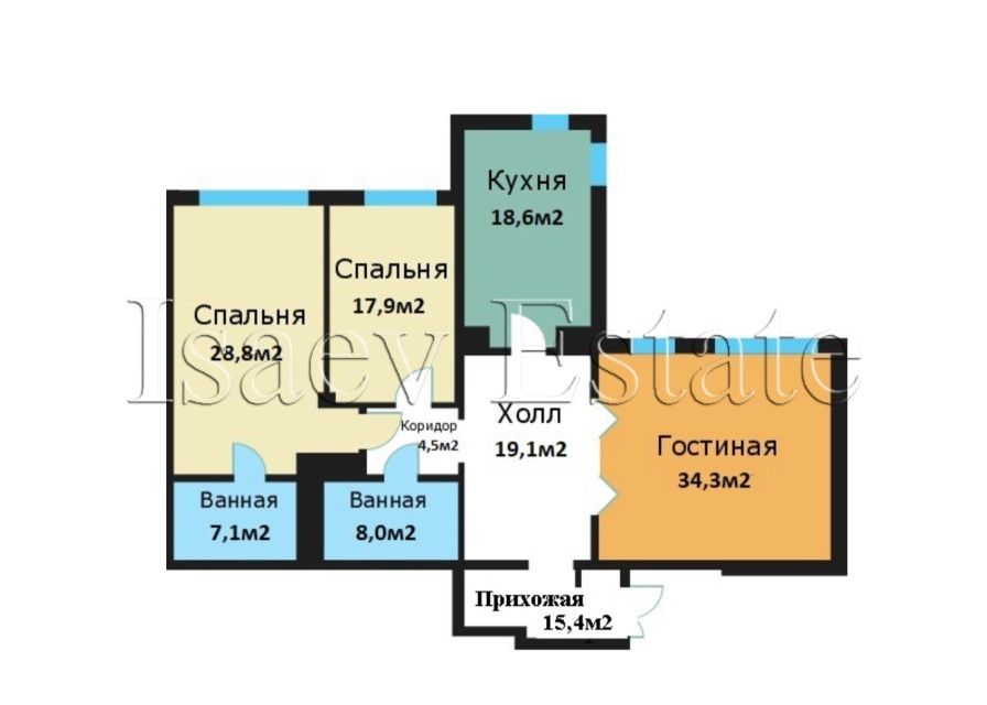 Продаётся 3-комнатная квартира, 153.7 м²