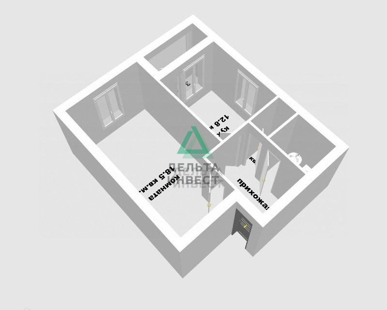 Продаётся 1-комнатная квартира, 43 м²