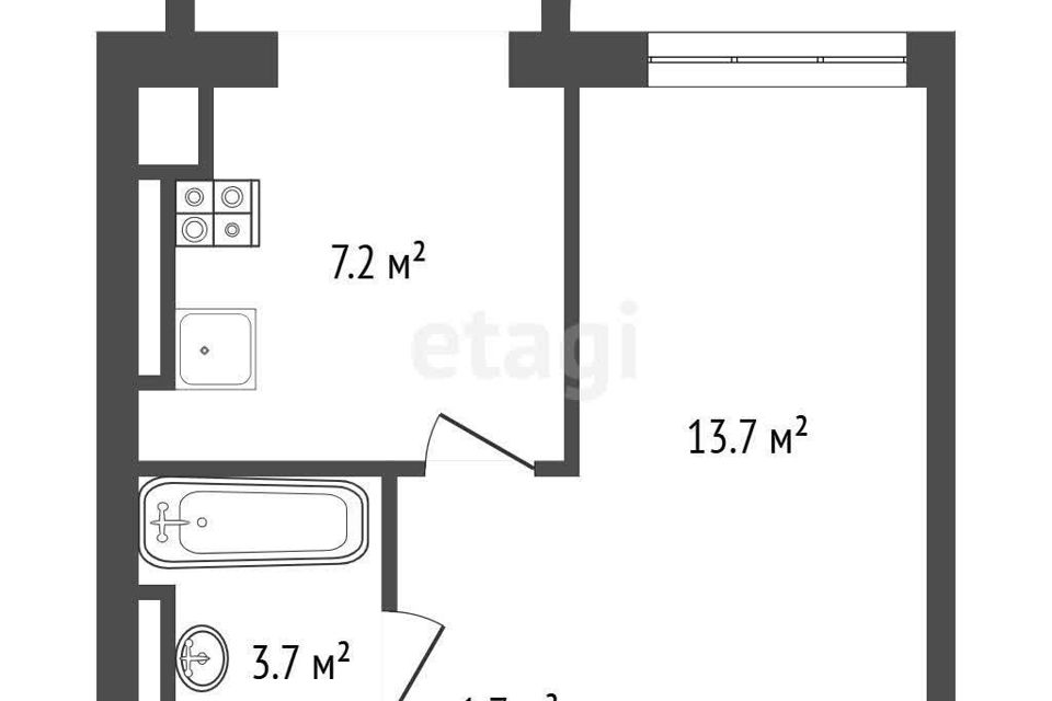 Продаётся 1-комнатная квартира, 29 м²