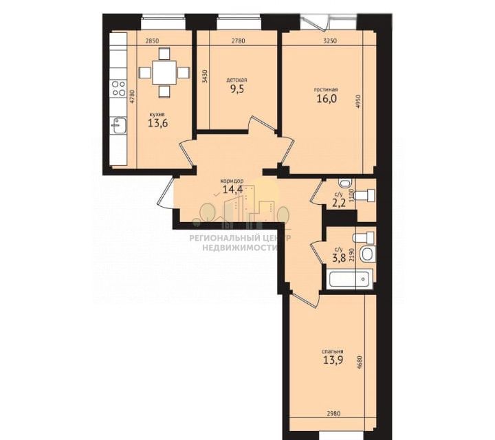 Продаётся 3-комнатная квартира, 73.4 м²