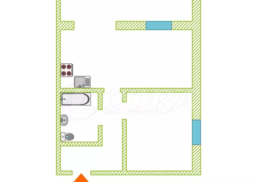 Продаётся 1-комнатная квартира, 44 м²
