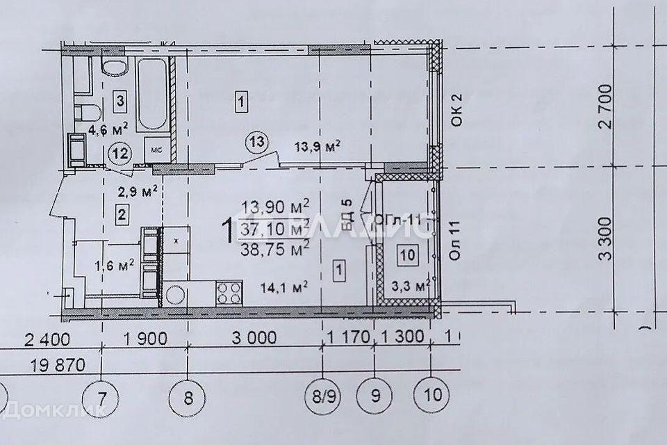 Продаётся 1-комнатная квартира, 39 м²